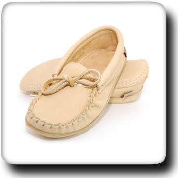 Leather Double Sole Indoor Moccasin Natural #3105L
