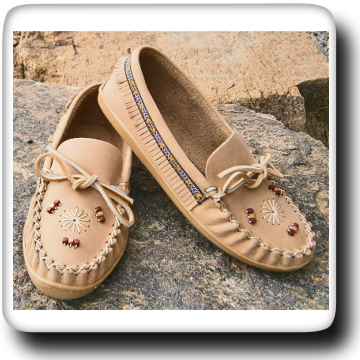 Fringed Moccasin with rubber sole #2015-00L