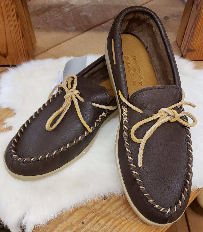 Leather Driving Moccasin with Rubber sole, Fudge #41472