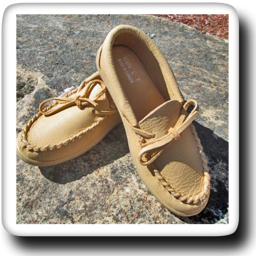 Leather Moose hide Driving Moccasin with Rubber sole, #41474