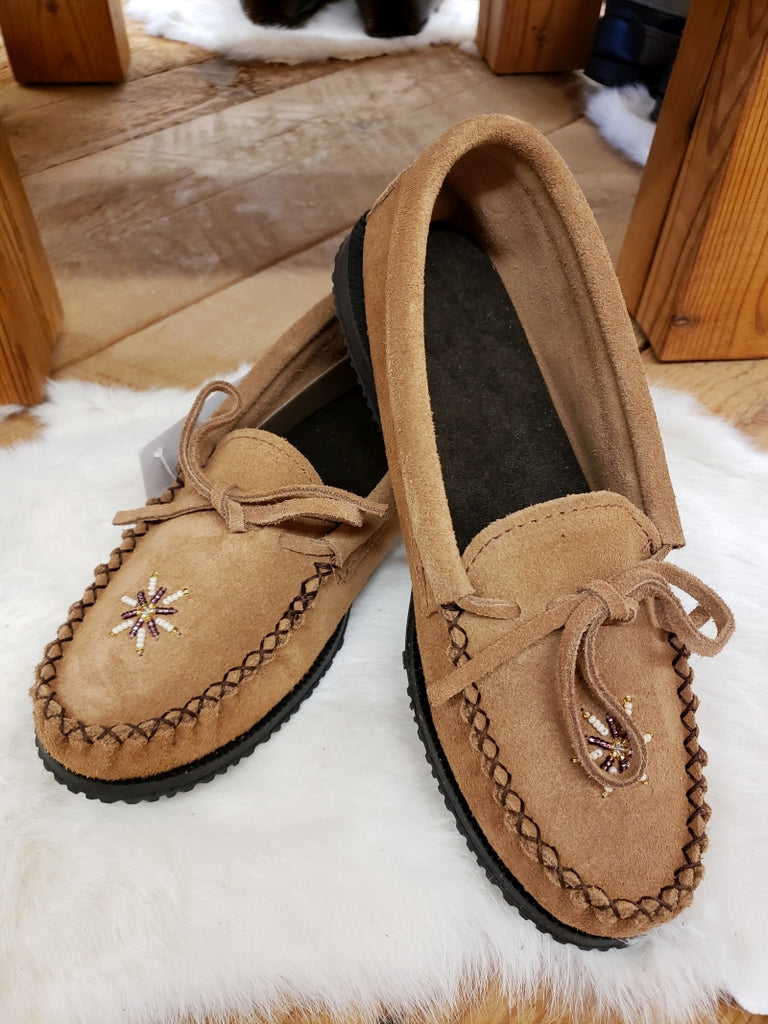 Suede Moccasin with Rubber sole, Moka #8536L